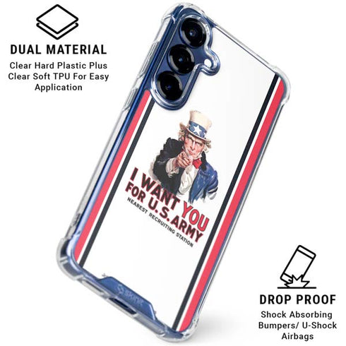 Uncle Sam Vintage War Poster Galaxy S25 Clear Case